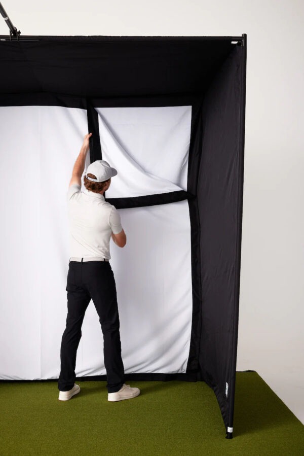 Golf simulator slagkooi montage projectordoek